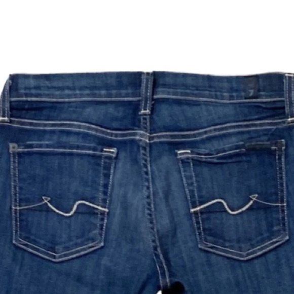 7 For All Mankind Blue Button Fly Cuffed Jeans Size 24 - Picture 6 of 7